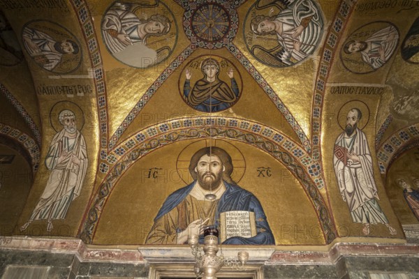 Mosaics in the Catholicon of the Hosios Luke Monastery, UNESCO World Heritage Site in Steiri, Greece
