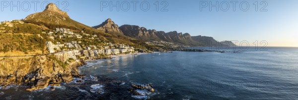 Cityscape, Aerial View, Ocean and Clifton Beach, Camps Bay, Cape Town, South Africa