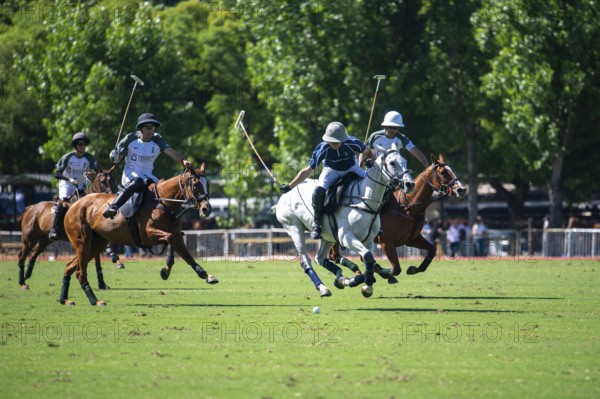 Scene at the 132nd Argentinean Open Polo Championship (Spanish 132nd Abierto Argentino de Polo de Palermo) in the Polo Stadium playing between La Hache Cria y Polo and La Dolfina 2 in Buenos Aires, Argentina