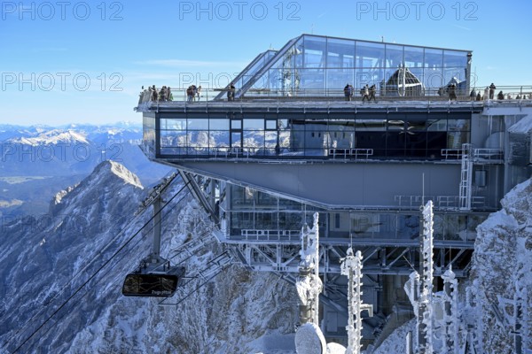 Mountain station of the cable car to the Zugspitze (2962 m), German side, Grainau municipality, Garmisch-Partenkirchen district, Bavaria, Germany