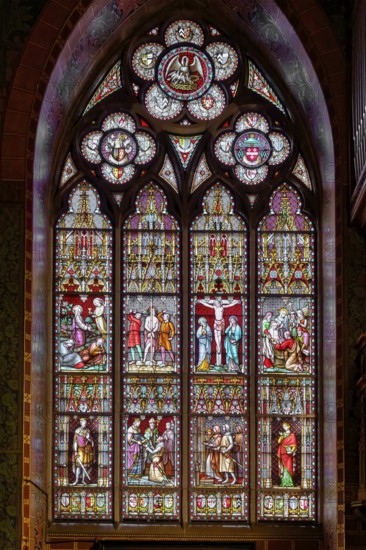 Holy Blood chapel, Figurative stained-glass window, Bruges, Belgium