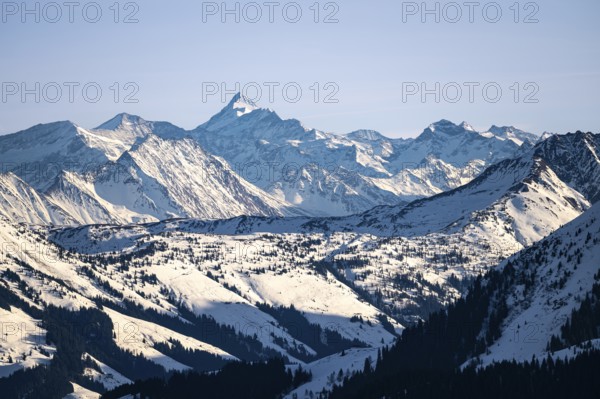 Grossglockner summit in winter, view from Hohe Salve, Tyrol, Austria