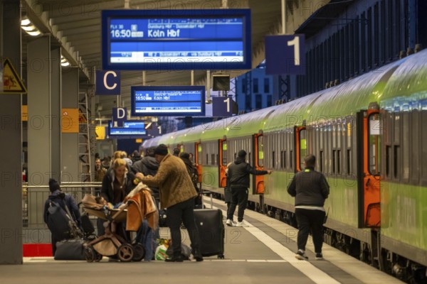 Flixtrain in Essen main station, on the platform, North Rhine-Westphalia, Germany