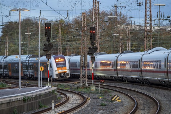 ICE train, RRX train, entering Essen Central Station, North Rhine-Westphalia, Germany