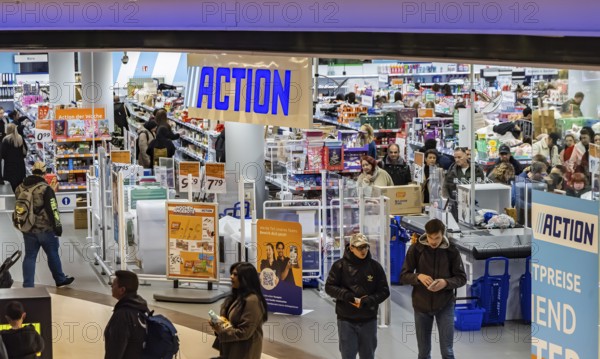 Action, Dutch non-food discounter with more than 3000 branches in 13 European countries. Bargain market at Königsbau Passagen shopping center in Stuttgart, Baden-Württemberg, Germany