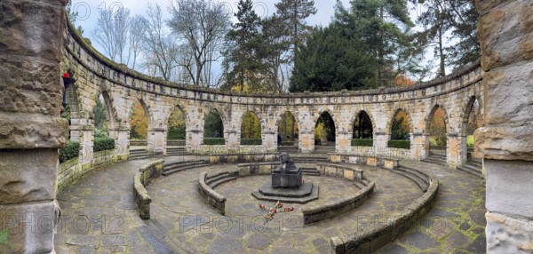 Memorial in memory of for in honor of the dead from the wars In the Wittringer Wald recreation area, Gladbeck, North Rhine-Westphalia, Germany