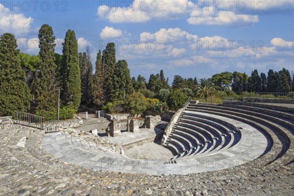Odeon of Kos, small theatre, reconstruction, originally built probably in the 2nd century AD, designed for 750 visitors, city of Kos, island of Kos, Dodecanese islands, Greece