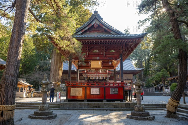 Shinto Shrine Buildings, Kitaguchi-hongu Fuji Sengen Shrine, Shinto Shrine in the Forest, Fujiyoshida, Yamanashi Prefecture, Japan