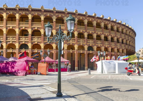 Plaza de Toros de la Misericordia historic bullring building, city of Zaragoza, Aragon, Spain