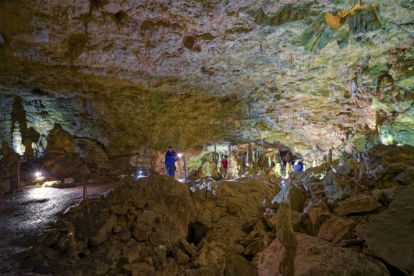 Nebelhöhle, stalactite cave in the Swabian Jura, stalactites, stalactite forest, interior view, Lichtenstein, Baden-Württemberg, Germany