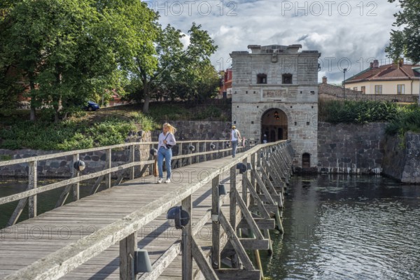 Västerport, the main gate in the old medieval defensive wall around the old city in Kalmar, Småland, Sweden Scandinavia