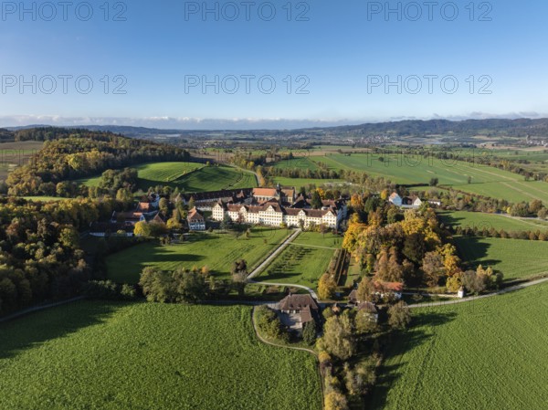 Salem Castle School and Boarding School, Salem International College, former imperial abbey, museum, concert area, former monastery of Order of Cistercians, aerial view, Lake Constance District, Linzgau, Baden-Württemberg, Germany