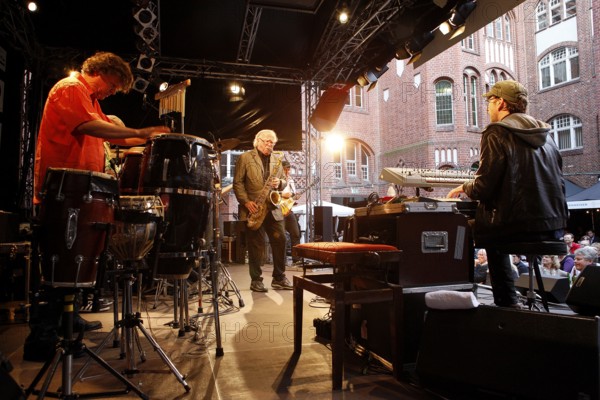 Klaus Doldinger died on 16.10.2025, archive recording Klaus Doldinger, musician, D, jazz, Passport Today, tour 2012, 17th Köpenicker Blues & Jazz Festival, performance open air, 20.07.2012, Rathaushof Köpenick, Berlin < english> Klaus Doldinger, musician, GER, jazz, performing 20.07.2012 in Berlin, Germany