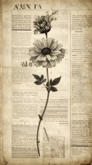 Grunge old public newspaper, texture background wallpaper illustration, vintage tattered yellow press news, AI generated