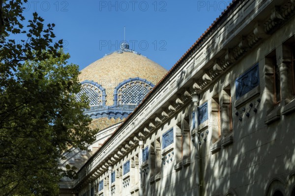 Vichy, listed as World Heritage by UNESCO. Thermal spa, the neo-Moorish Centre Thermal des Domes, Allier, Auvergne Rhone Alpes, France