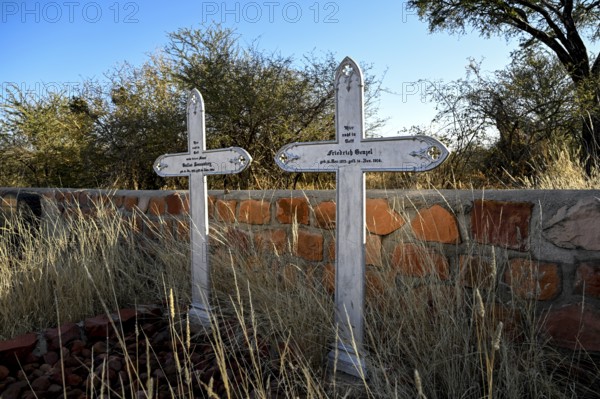 Graves at the German military cemetery at Waterberg, Otjozondjupa region, Namibia