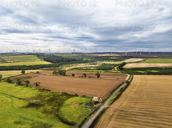 Wind Farm over fields and moors in Nord England