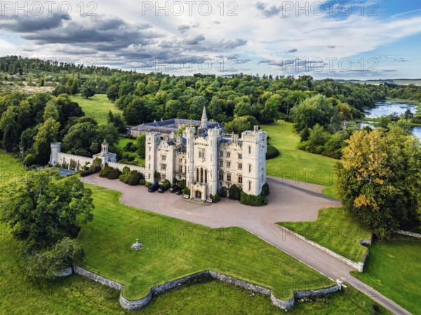 Duns Castle Estate and garden from a dron, Duns, Berwickshire, Scotland, UK