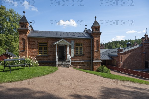 Brick building, former paper mill for the production of groundwood pulp board, UNESCO World Heritage Site Verla Factory Village, Maailmanperintökohde Verlan puuhiomo ja pahvitehdas, Verla Rapids, Kymenlaakso, near Kouvola, Finland