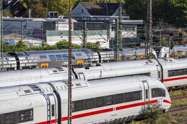 ICE trains on the railway line, RRX, Rhine-Ruhr-Express, regional train, north of Düsseldorf main station, North Rhine-Westphalia, Germany