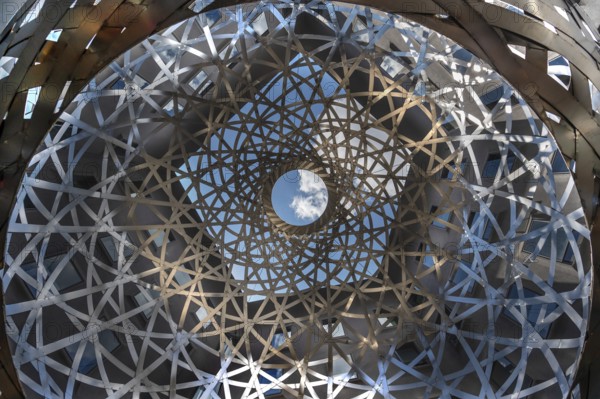 Steel sphere, Sphere, a work of art by Ólafur Eliasson, Fünf Höfe shopping arcade, Munich, Bavaria, Germany