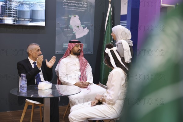 Saudi companies showcase products and investments inside the Saudi pavilion at the Damascus International Fair, the first edition after the fall of Bashar al-Assad, underlining Riyadh's support for Syria's economic recovery, Damascus, Damascus, Syria