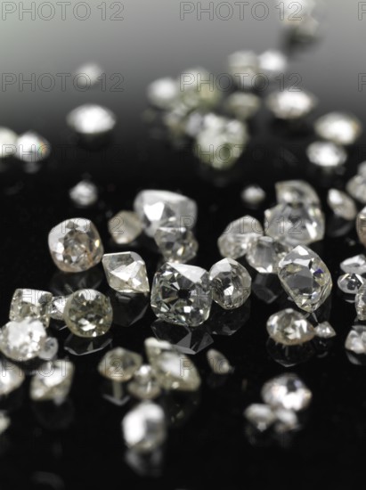 Many valuable diamonds, some rough, some cut, for further processing for the jewellery industry