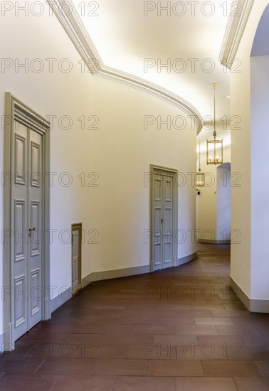 Interior design and exhibition rooms in the Würzburg Residence, imposing 18th century palace with frescoes, paintings and valuable works of art, Würzburg, Bavaria, Germany