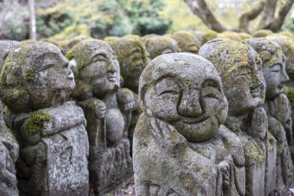 Rakan statues at Otagi Nenbutsuji Temple, stone, moss-covered, Ukyo-ku, Kyoto, Kyoto Prefecture, Japan