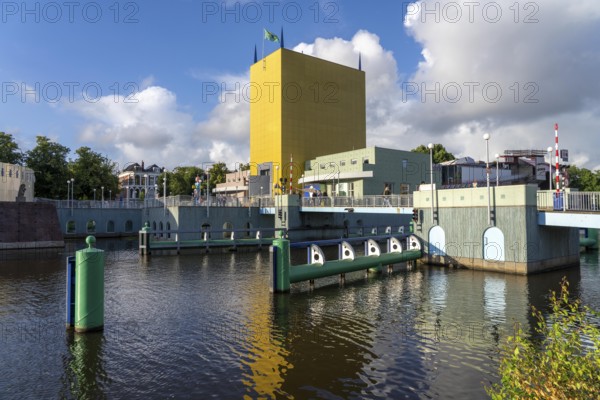 The Groninger Museum, art museum in various buildings in Groningen, between the central station and city centre on a canal island, Netherlands