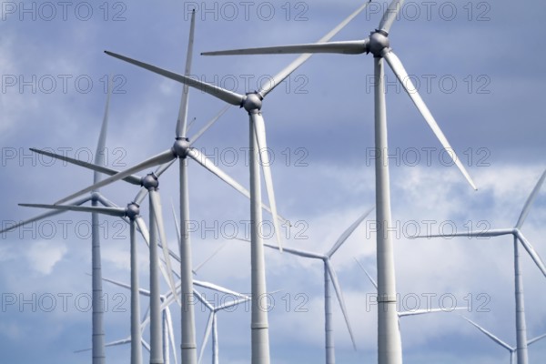 Wind turbines of a wind farm near Eemshaven, Netherlands