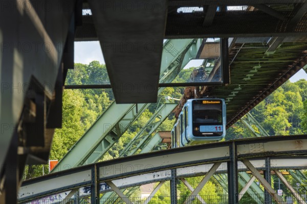 The Wuppertal suspension railway near the Zoo Stadion stop, Wuppertal, Germany