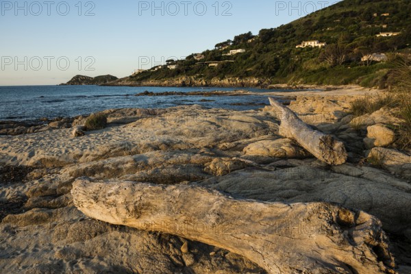 Picturesque beach, Plage de Bonne Terrasse, sunrise, Saint Tropez, Var, French Riviera, Provence-Alpes-Cote d'Azur, Cote d Azur, France