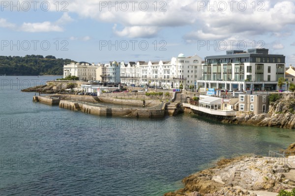 Seafront coastline waterfront, city of Plymouth, Devon, England, UK view west to West Hoe