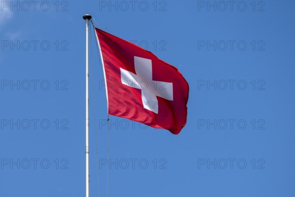 Swiss flag, Interlaken, Canton of Bern, Switzerland