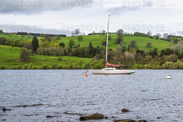 Boats on Ullswater Lake, Pooley Bridge, Lake District National Park, Cumbria, England, United Kingdom