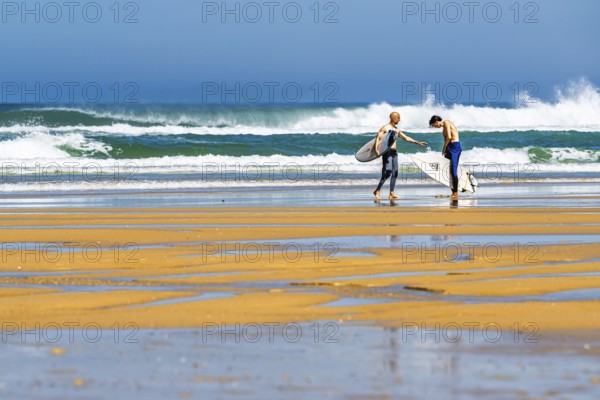 Surfer on Contis beach, Saint Julien en Born, Saint-Julien-en-Born, Landes, France