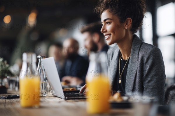 Business lunch in cafe where business ideas can be discussed in informal setting, AI generated