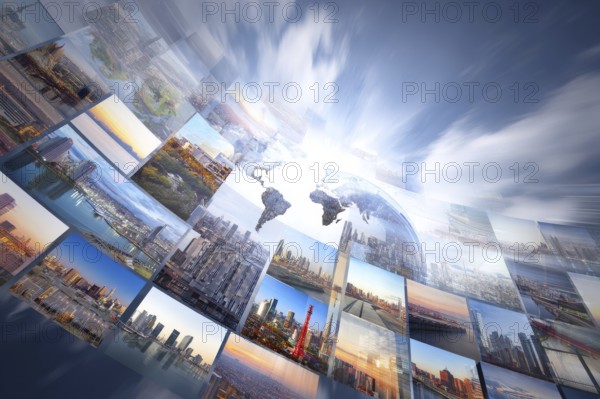 Concept of global international trade and commerce and interconnected businesses global corporations, AI generated