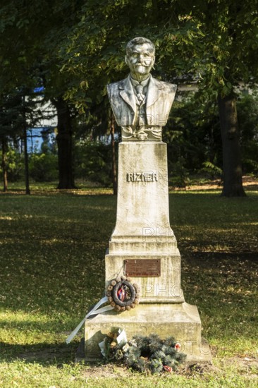 Monument to Ludovít Vladimír Rizner in a park, Capital of Culture 2026, Trencín, Slovakia
