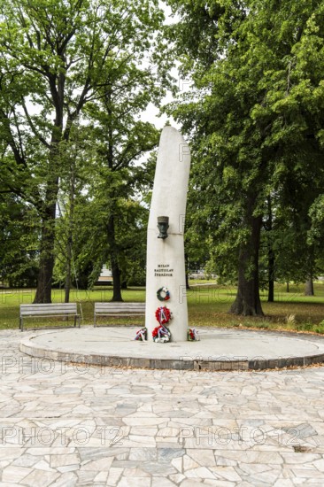 Monument to Milan Rastislav Štefánik, Slovak politician, astronomer, diplomat, officer, French military pilot and general in Milana Rastislava Štefánika Park, City Park of the Capital of Culture 2026, Trencín, Slovakia