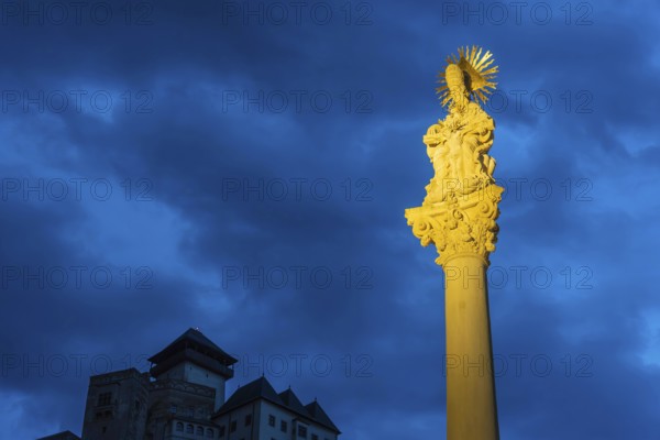 Plague column commemorating the victims of the plague column at the beginning of the 18th century, Capital of Culture 2026, Trencín, Slovakia