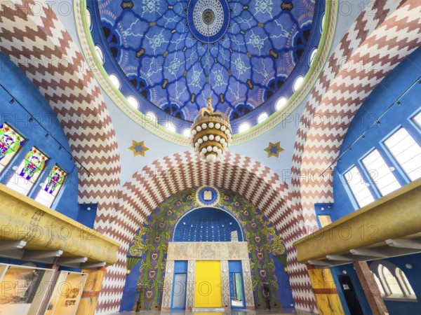 Renovated interior of the Neolog Synagogue converted into a cultural centre by Berlin architect Richard Scheibner in the Capital of Culture 2026, Trencín, Slovakia
