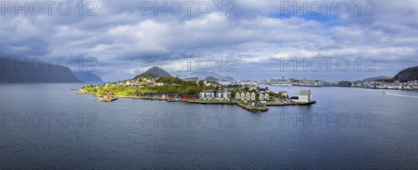 Alesund, port town in Norway famous for Art Nouveau architecture, fjords and scenic landscapes