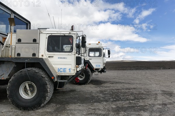 MAN KAT1 8x8, lorry from Maschinenfabrik Augsburg-Nürnberg, glacier tour with special vehicle, former rocket transporter, tourist bus, off-road travel and adventure, Langjökull glacier, Husafell, Icelandic highlands, Iceland