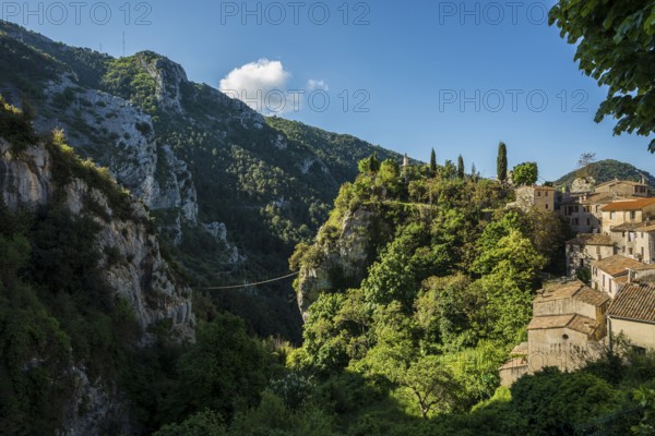 Picturesque medieval mountain village, Peille, near Monaco, Cote d'Azur, Alpes-Maritimes, Provence-Alpes-Cote-d'Azur, South of France, France