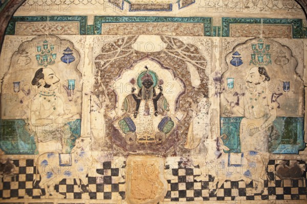 Wall paintings in the Garh Palace or Rajput Palace, Bundi, Rajasthan, India