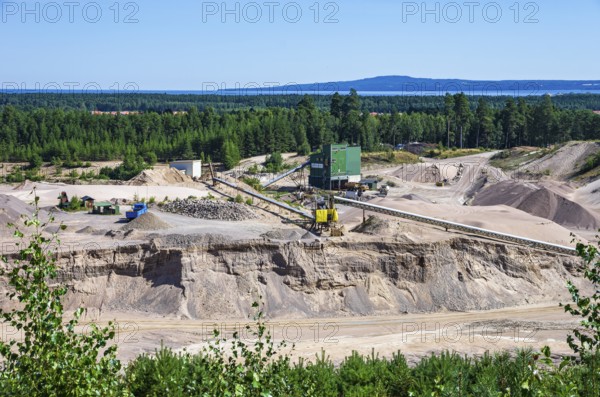 View of the sand pit of the company Radasand AB in Rada, Lidköping, Västergötland, Västra Götalands län, Sweden