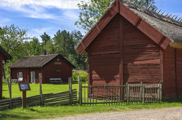 Traditional historic heritage-protected Swedish houses in Rada, Lidköping, Västergötland, Västra Götalands län, Sweden