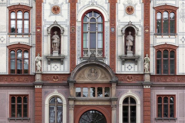 Main building of the University of Rostock, Renaissance façade with terracotta chimney, Rostock, Mecklenburg-Vorpommern, Germany